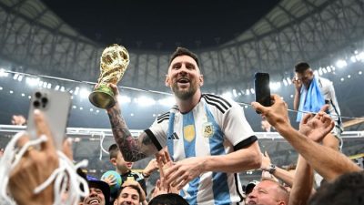 Messi merayakan kemenangan piala dunia 2022